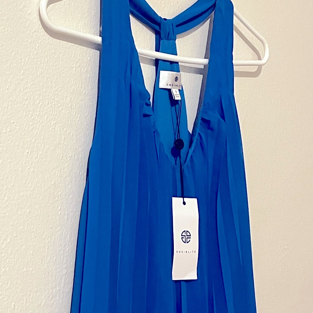 Socialite Blue Pleated Hi-Low Maxi Trapeze Dress from Nordstrom NWT - Picture 10 of 13